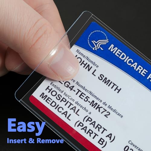 Glsgsb Clear Water-Resistant PVC Card Sleeves for Medicare, Social Security, ID, Credit Cards - 6 Pack