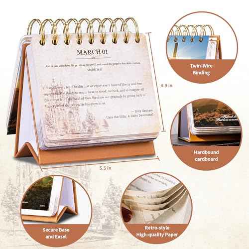 Desk Calendar - Bible Verse Desk Calendar Flip, 4.9" x 4.5", Undated Daily Bible Calendar, Perpetual Calendar, 366 Days of Inspirational Quotes