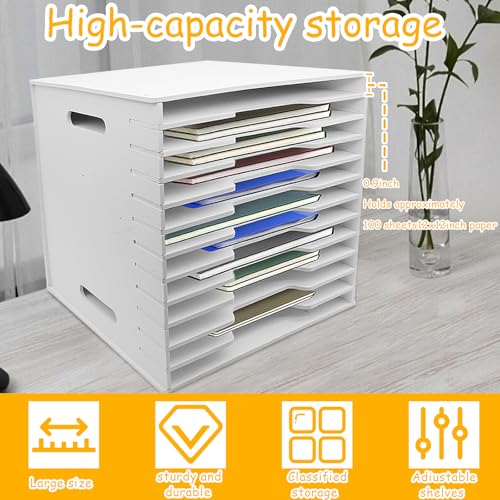 12 Tier Scrapbook Paper Organizer 13" x 13", TUSAUW 12-Layer Desktop Storage