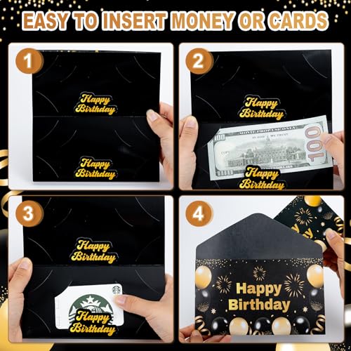 Black Gold 6 Slots 3D Birthday Cake Money Envelope for Cash Gift