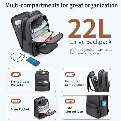 NOBLEMAN 20L Best Work Backpack Men, 1680D Fabric Heavy Duty Scratch Resistant Professional Business Office Laptop Backpack with USB Charging Port, Dry Wet Separation Backpacks 16 Inch Laptop (Gray)