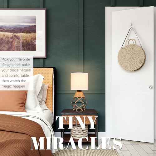 Hamilyeah Woven Table Lamps Set of 2, Farmhouse Lamps for Nightstand with On/Off Switch, Bedside Lamps with Fabric Shade, Modern Simple Lamps for Bedroom, Living Room,Home Office