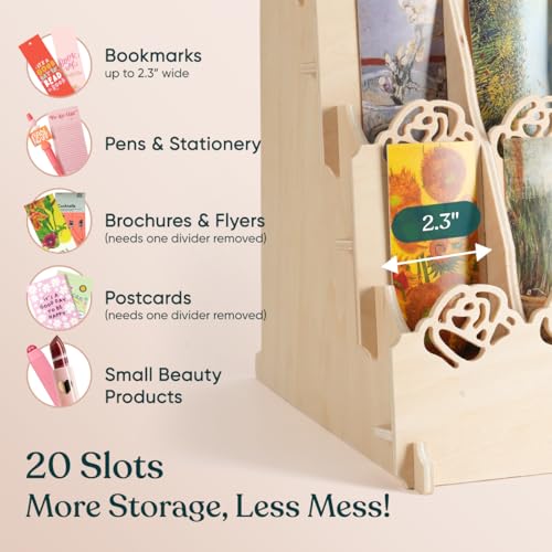 20 Pockets Bookmark Display Stand, Portable Bookmark Holder, Sticker Holder, Greeting Card Display for Craft Fairs, Vendor Booths, Retail Store