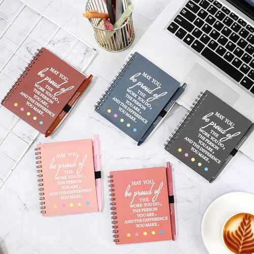 48 Pcs/24 Set Christmas Employee Appreciation Gift for Coworkers Staff Teacher Nurse Practitioner Positive A6 Spiral Journal Notebook with Pen for Team Gift(Fresh Color,May You)
