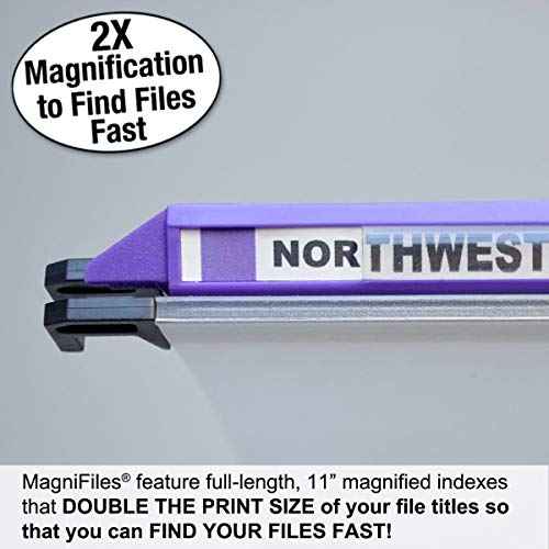 Ultimate Office MagniFile Hanging File Folders V- Bottom Letter Size with 11 inch Magnified Indexes That Double The Size of Your File Titles to Find Files Fast. (Set of 10 Frost)