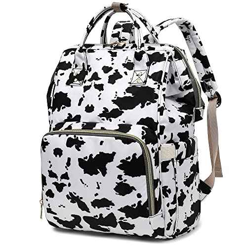 Cow Print Laptop Backpack for Women Men, 15.6 inch College School Backpack Bookbag for Work/School/Travel/Business
