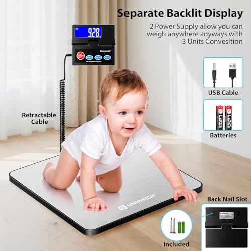 Shipping Postal Scale 440lb,Commercial Weight Scale for Packages,Postage,Luggage,Small Business, Mail, Warehouse, Home, Battery & Charging Cable Included