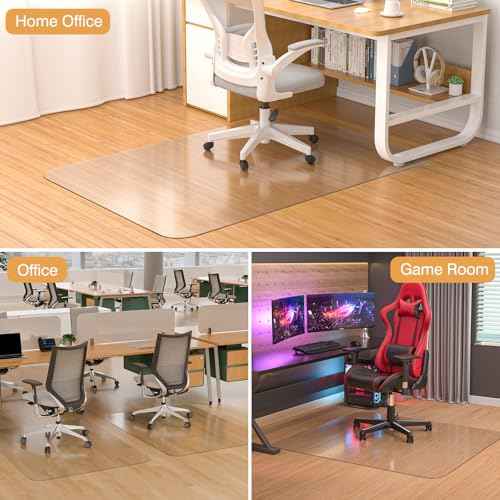Office Chair Mat for Hardwood Floor, 46" x 60" Clear Plastic Desk Floor Protector, Heavy Duty Non-Slip Chair Mat for Rolling or Gaming Chairs, Durable Computer Mat for Home Office
