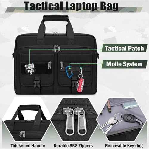 RAINSMORE Tactical Laptop Bag 15.6/17.3 Inch Laptop Briefcase Men Business Computer Bag Military Messenger Bag Work Office