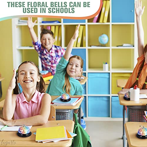 Steel Floral Classroom Service Bell for Teachers - 3.4 Inch Desk Bell