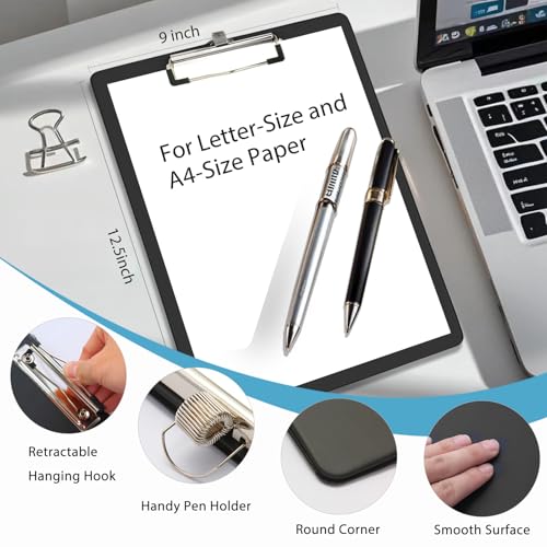 clipboards with pen holder, plastic A4 letter size 6 pack – holds 100 sheets
