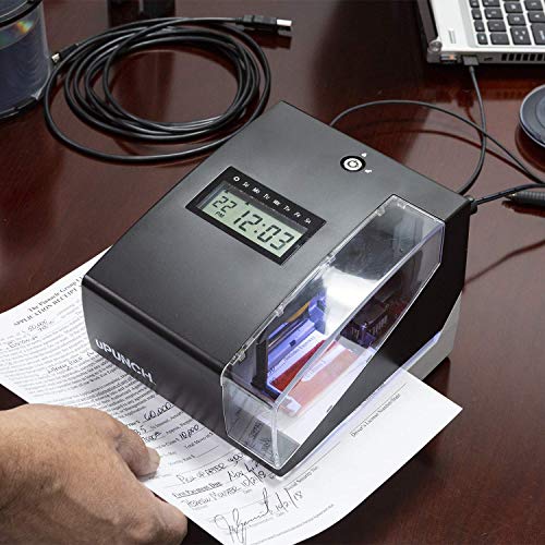 uPunch CR1000 Digital Time Clock and Date Stamp for Small Business - Employee Time Tracking System with 50 Cards
