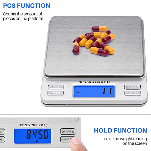 Smart Weigh Gold & Jewelry Scale 2000g x 0.1g, Pocket Digital Scale with Backlit LCD - Variation 1 / 2000 Grams