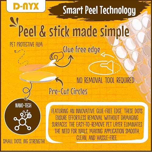 D-NYX 350 Round Double-Sided Adhesive Dots 0.8in & 0.6in, Clear Putty Tape