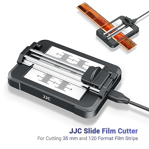 JJC Negative Slide Film Cutter for 35mm 120 Format Strip, 35mm Film Trimmer with 11-Level Brightness Adjustable LED Backlight Panel Support USB-C Charging and Graduated Mark for Clean Cutting