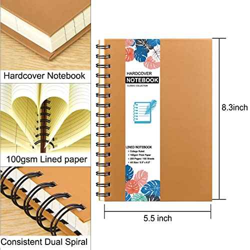 12 Pack A5 Hardcover Spiral Notebook College Ruled Notebooks Colorful Journal Bulk Diary Planner Lined Travel Subject Writing Notepad for School Office Business Supplies, 8.3" x 5.5", 6 Colors