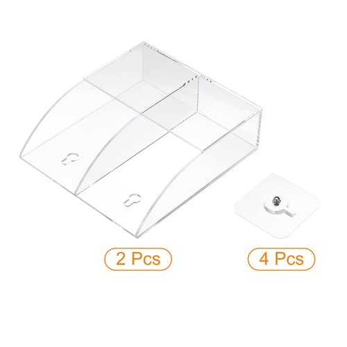 PATIKIL Remote Control Holder, 2 Pack Acrylic Wall Mount Caddy Organizer 2-Slot Media Storage Box for Home Office, Clear