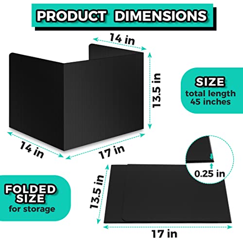 22-Pack Desk Dividers for Students - Durable & Waterproof Plastic Study Carrel Divider, Classroom Folders Teacher Supplies, Easy-to-Clean Plastic Privacy Shield Folder Boards for Student Desks, Black