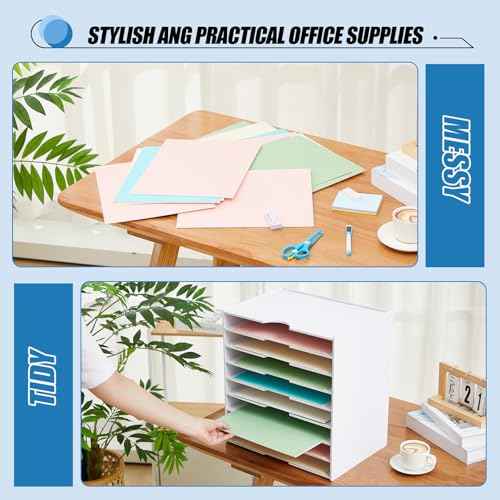 Juexica 9 Tier Scrapbook Paper Trays Organizer Stackable Paper Storage for Desk - Desktop File Organizer for Home Office Classroom Decorations, 14.2 x 10 x 15.4 Inch
