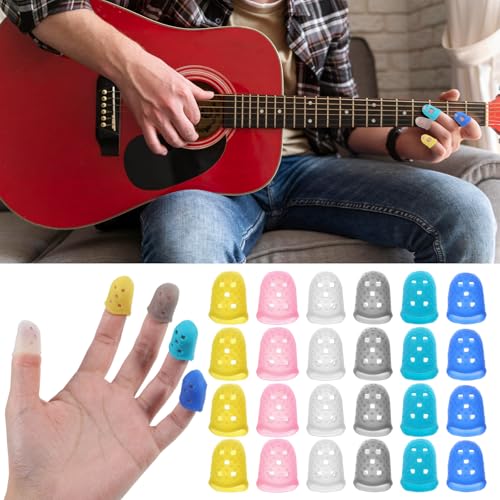 Molain 24-Pack Silicone Guitar Finger Protectors for Child & Beginner Practice