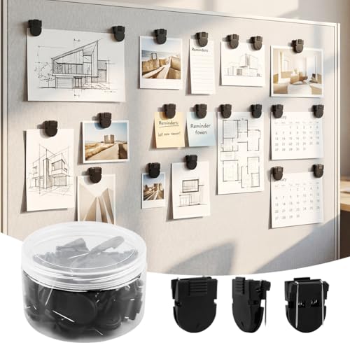 Black 24pcs Cubicle Wall Clips for Bulletin Boards & Fabric Displays