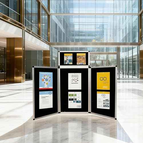 3+1 Panel Trade Show Presentation Board, 70.8¡° x 35.4¡± Trade Show Presentation Board, Large Folding Desktop Display Board for Trade Shows, Conference Displays, Various Event Displays
