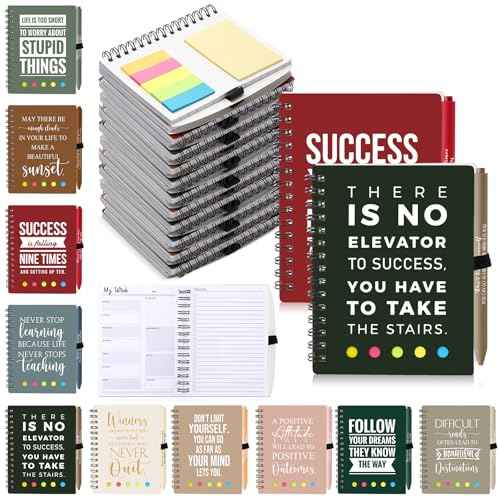 30 Sets Christmas Gifts Inspirational Spiral Weekly Planner Notebooks Ballpoint Pens Sticky Notepads for Students Teacher Employee Coworker Team Staff Vet Tech(Classic Colors)