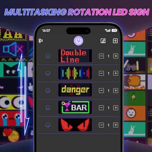 Programmable Led Sign, Double Line Digital Led Message Board, Smart Light Strip Flexible Rgb Electronic Signage Banners, Scrolling Text Panel for Car Shop Taxi Rear Window