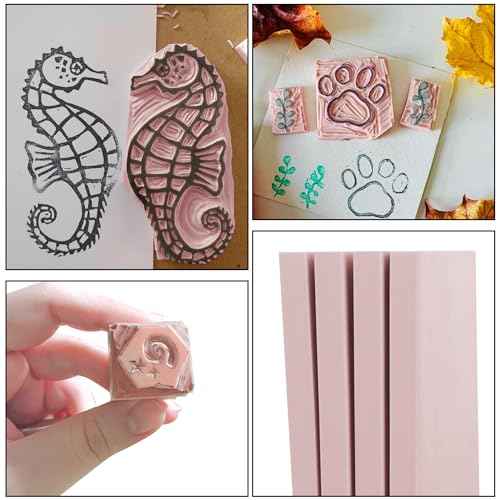 4 Pcs 8.5"x11" Rubber Carving Blocks, A4 Linoleum Blocks, Stamp Carving Blocks for Printmaking, Linocut Artists, Crafts and More,(Pink) by KUKLIPJIM.