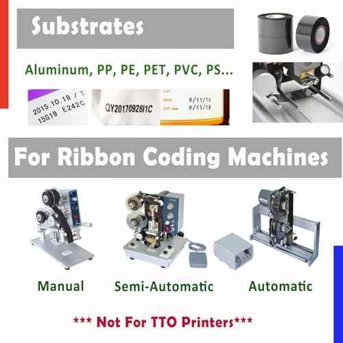 10 Rolls Date Coding Foil/Ribbon, 1.18'' x 328' (30mm x 100m) Black Thermal Transfer Hot Stamping Ribbon/Foil, Prints Dark Clear and Durable Images (Dates, Batch No¡¦) on Various Packages and Labels