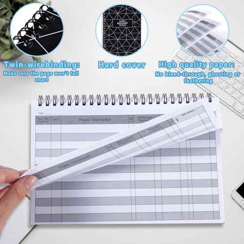CASMONAL A5 Check Registers for Personal Checkbook, Big Checkbook Register & Financial Transaction Ledger Log Book for Small Business, Track Payments, Deposits, Debit Card and Bank Account, Black