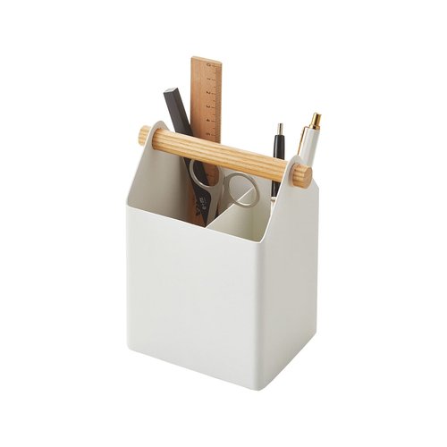 Yamazaki Home Tosca Desk Organizer - Stationary Holder For Office & School Supplies - Pens - Steel + Wood
