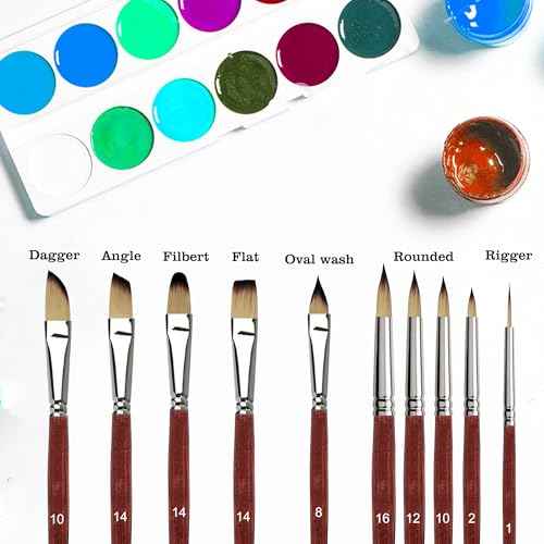Watercolor Brushes Professional£¬10 PCS Artist Paint Brush Shapes Including Pointed Rounds, Flats£¬Filbert£¬Cat's Tongue Oval Wash£¬Dagger£¬Suitable for Acrylics Water Color Oil Gouache Ink