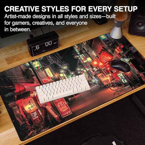 MPCO. Neon Large Gaming Desk Pad - 36" x 17" Duraglyde Fabric Nightlife Desk Mats - Non-Slip, Washable, Smooth Glide for Precision Gaming & Work