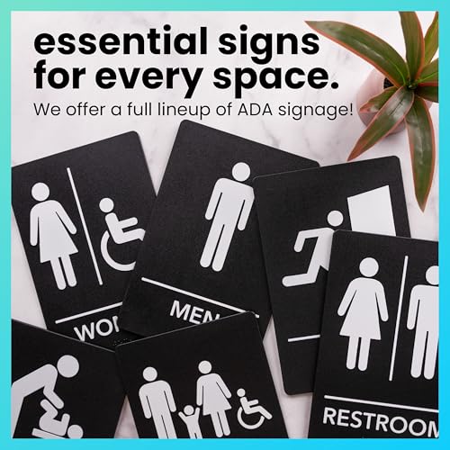 ExcelMark Unisex ADA Compliant Restroom Sign with Braille - 9x6 Inch Bathroom Sign with Double-Sided Tape