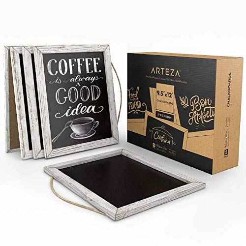ARTEZA Vintage Framed Chalkboards, Pack of 5, 9.5 x 12 Inches, Decorative Blackboards with String, Art Supplies for Cafes, Stores, Kitchen, Weddings & Special Events