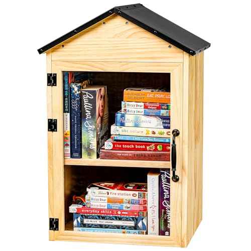 Little Library Box Outdoor, 2-Tier Waterproof Book Exchange Cabinet ? Solid Wood with Adjustable Shelves, Rust-Resistant Hardware for Community, Schools and Neighborhoods to Promote Reading & Sharing