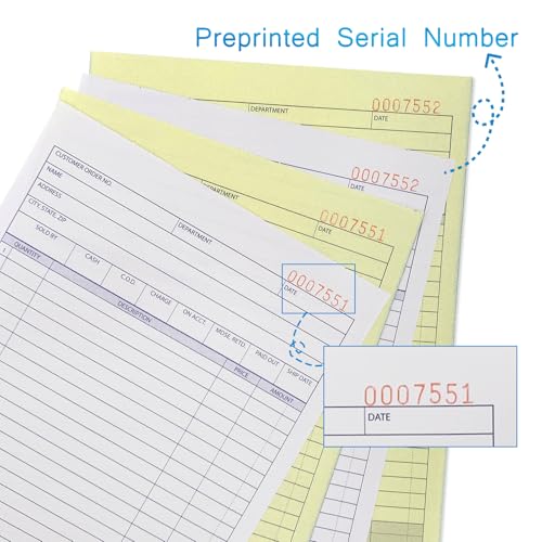 ZUFECY 2-Part Carbonless Receipt Book, 5.5 x 8.5, 50 Sets — Rent, Sales & Invoices