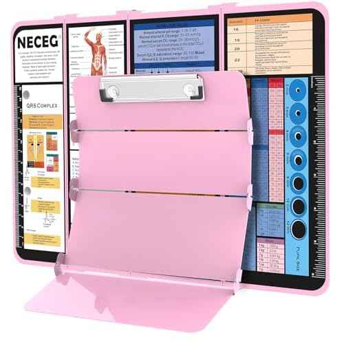 Nursing Clipboard Foldable-4 Layers Aluminum Nurse Foldable Clipboard Nursing Medical Edition Cheat Sheets, Pocket Size Pen Clip for Nurses Students School and Doctors-Pink