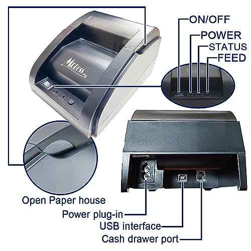 MRBOSS 2¡° 58mm POS Cash Register Portable Thermal Receipt Printer with High Speed Printing USB+Bluetooth Interface for Supermarket Restaurant Retail Sales Kitchen Support Windows Android MAC