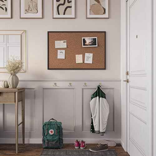 U Brands Cork Bulletin Board, 36" x 24", Black Aluminum Frame, Industrial Grade Pinning Surface