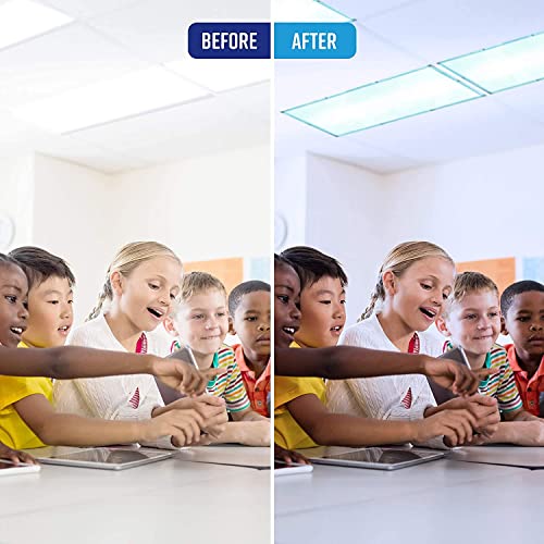Fluorescent Light Covers for Classroom or Office | Magnetic Fluorescent Light Covers for Ceiling Lights Provide Relief from Glare, Headaches, & Sensory Overload | 10 Count Blue