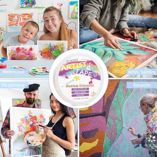 1 Packs Artist Tape Medium Tack White Art Tape for Watercolor Paper Drafting Art Painting Canvas Framing Acid Free Masking Tape- 0.25IN Wide 99FT Long Total