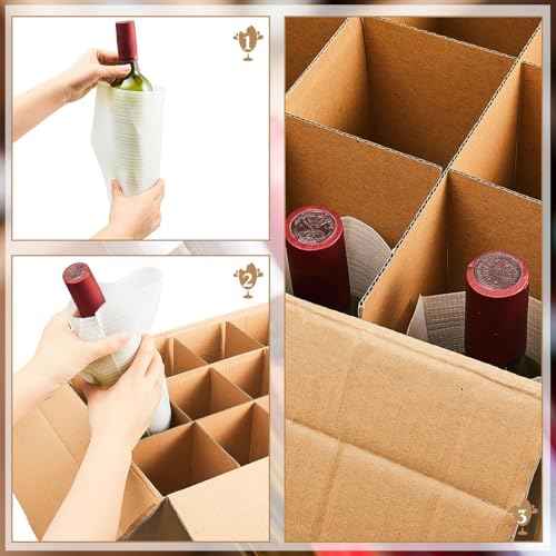 Leinuosen Moving Boxes Packing 16 x 12 x 12 Inch Divider Kits Included 10 Corrugate Dividers with 24 Foam Pouches for Shipping, Kitchen Moving Box Kit Dish Packing(2 Pack)