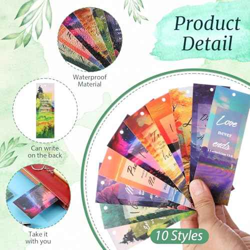 200 Pcs Christian Gifts for Women Christian Accessories Include 50 Bible Verses Notebooks 50 Church Bookmarks 50 Scripture Pens 50 Organza Bags for Church Motivational Gift(Scenery)
