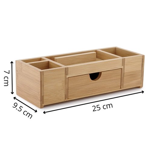 TROEX Bamboo Desk Organizer – Durable Office Wood Desk Organizer with Drawers, Storage Compartments, Pen Holder, and Phone Holder- Home and Office Desk Organizers and Accessories