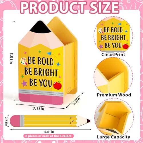Pink Large Classroom Name Flip Sticks with Wooden Holder - 48 pcs Educational Student Tags