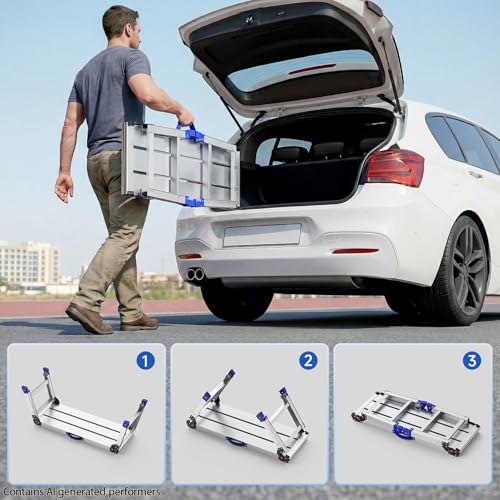 Loyoda Large Folding Work Platform — Portable Aluminum Step Stool, 800 lb Capacity