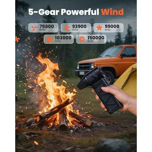 Compressed Air Duster, 150000RPM Cordless Air Duster 5-Gear Adjustable Electric Air Duster, Rechargeable Brushless Motor Air Blower for Keyboard, PC, Car, Outdoor and Home Cleaning