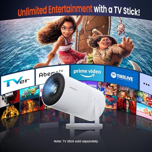WISHOLY Mini Portable Projector with WiFi & Bluetooth - 180° Rotatable, 1080P HD, Auto Keystone, Compatible with Smartphone, TV Stick, Laptop - Color 2